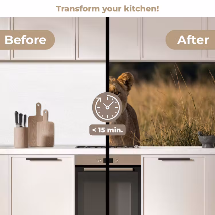 Kitchen splashback - Lioness - Grass - Yellow — 3