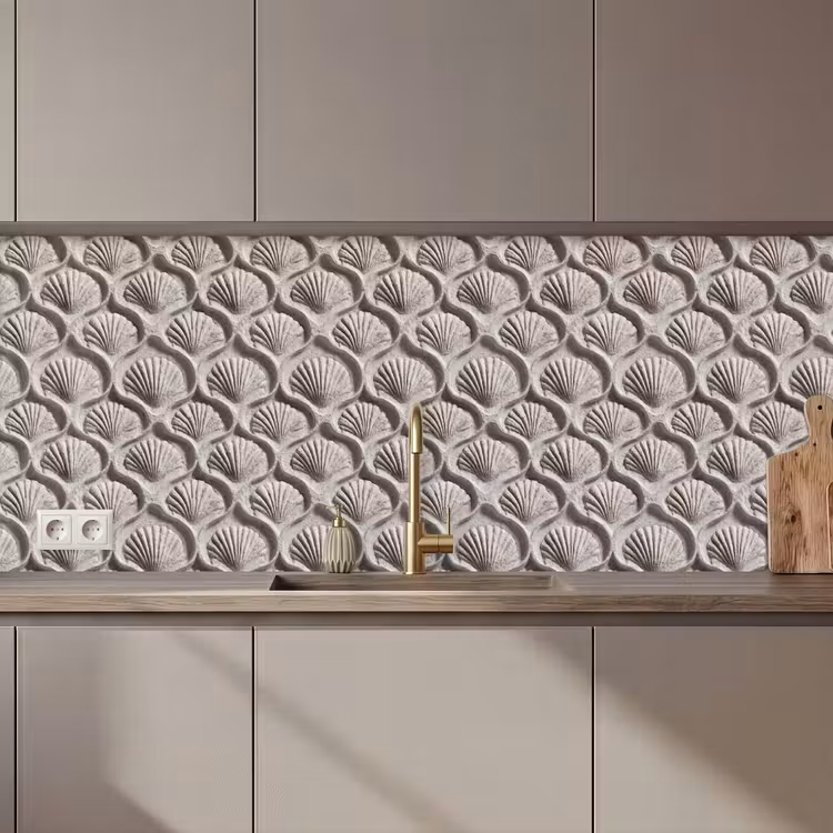 Kitchen splashback - Sand - Shell Shape - Gray — 1
