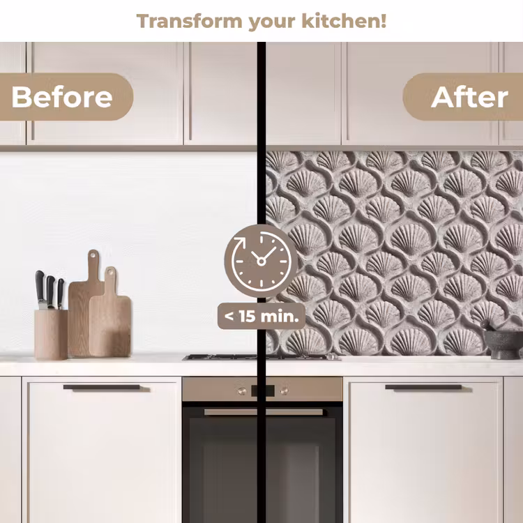 Kitchen splashback - Sand - Shell Shape - Gray — 3