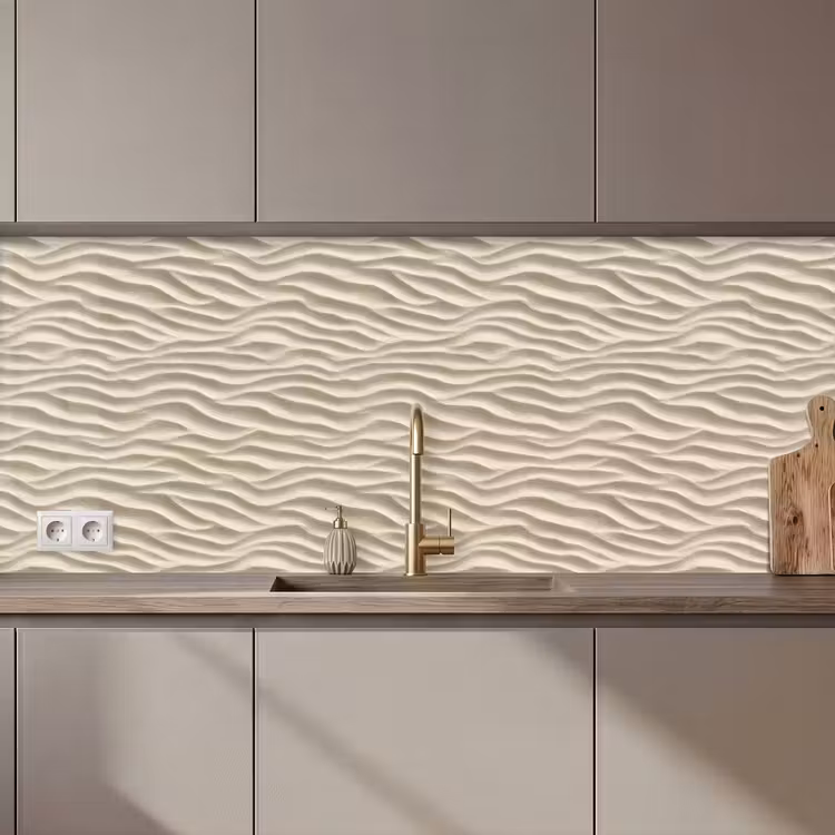 Kitchen splashback - Sand - Waves - Beige — 1