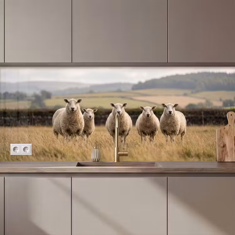 Kitchen splashback - Sheep - Pasture landscape - Hills — 1