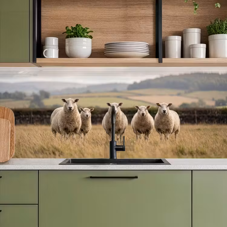 Kitchen splashback - Sheep - Pasture landscape - Hills — 8