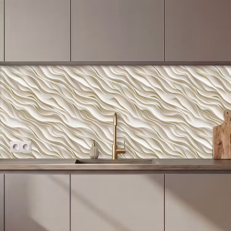 Kitchen splashback - Waves - White - Minimalist — 1