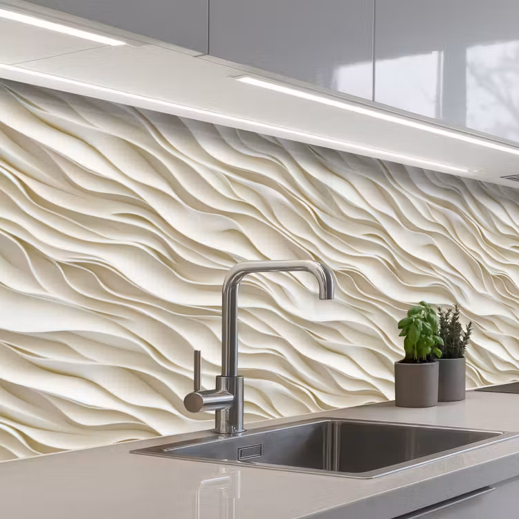 Kitchen splashback - Waves - White - Minimalist — 2