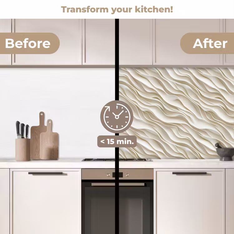 Kitchen splashback - Waves - White - Minimalist — 3
