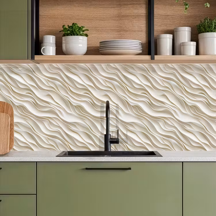 Kitchen splashback - Waves - White - Minimalist — 8