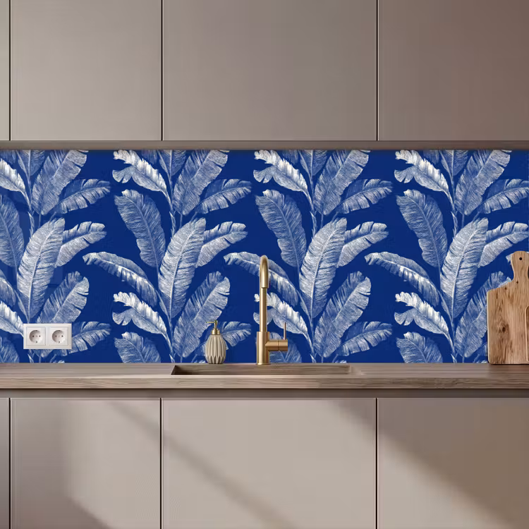 Kitchen splashback - Leaf - Palm - Blue — 1