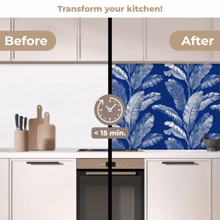 Kitchen splashback - Leaf - Palm - Blue — 3