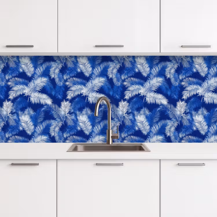 Kitchen splashback - Palm leaf - Pattern - Blue — 4