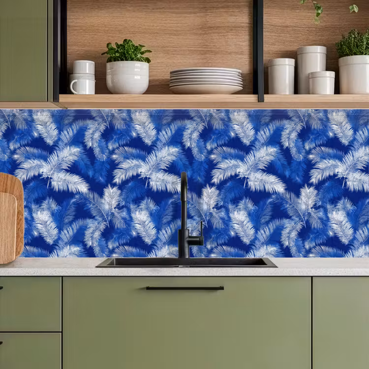Kitchen splashback - Palm leaf - Pattern - Blue — 8