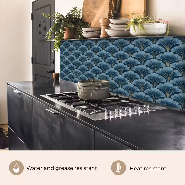 Kitchen splashback - Pattern - Ginkgo leaf - Blue — 5