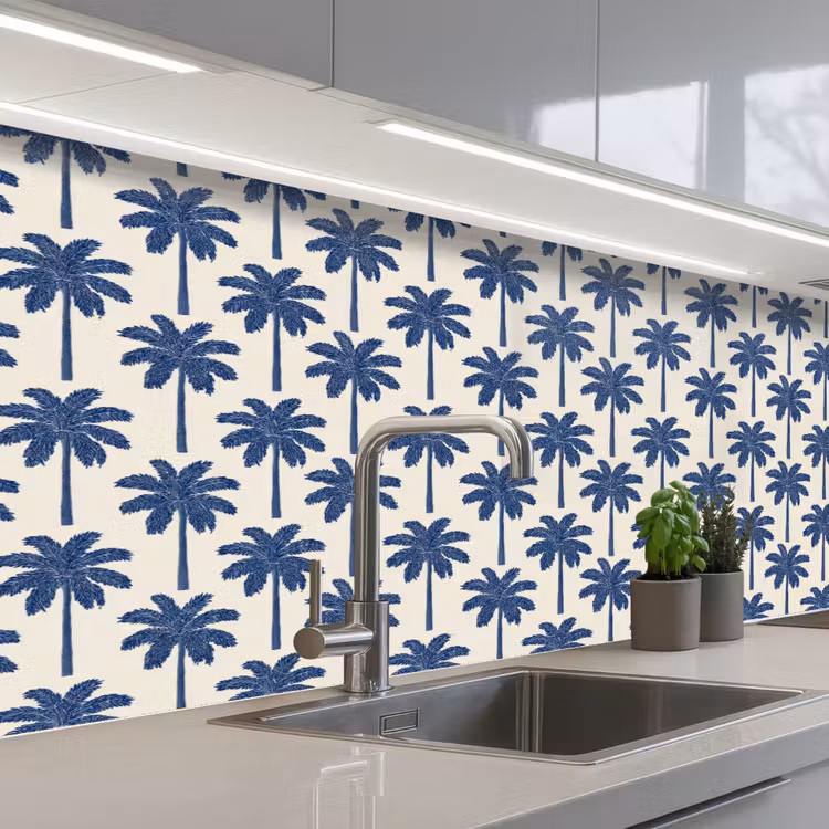 Kitchen splashback - Symmetrical - Palm - Blue — 2