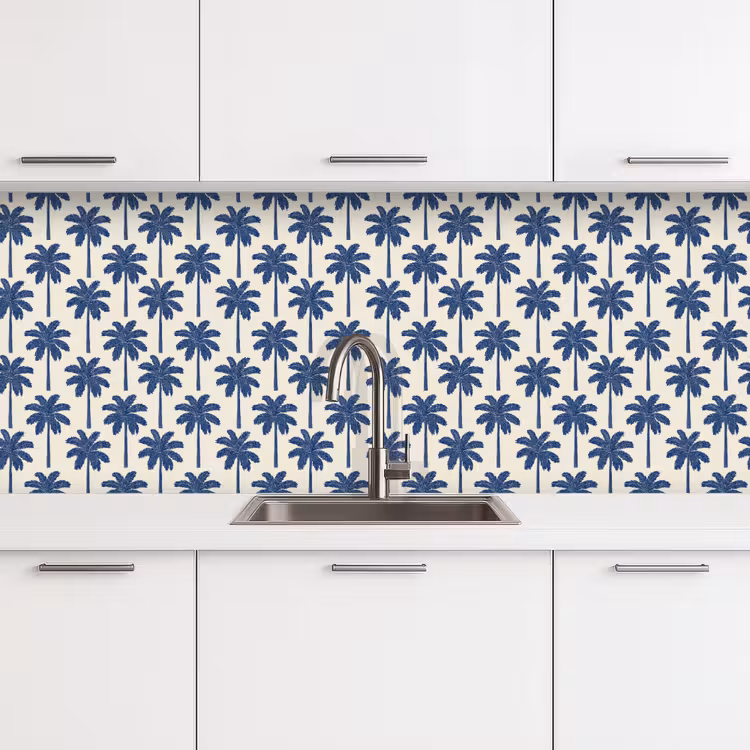 Kitchen splashback - Symmetrical - Palm - Blue — 4