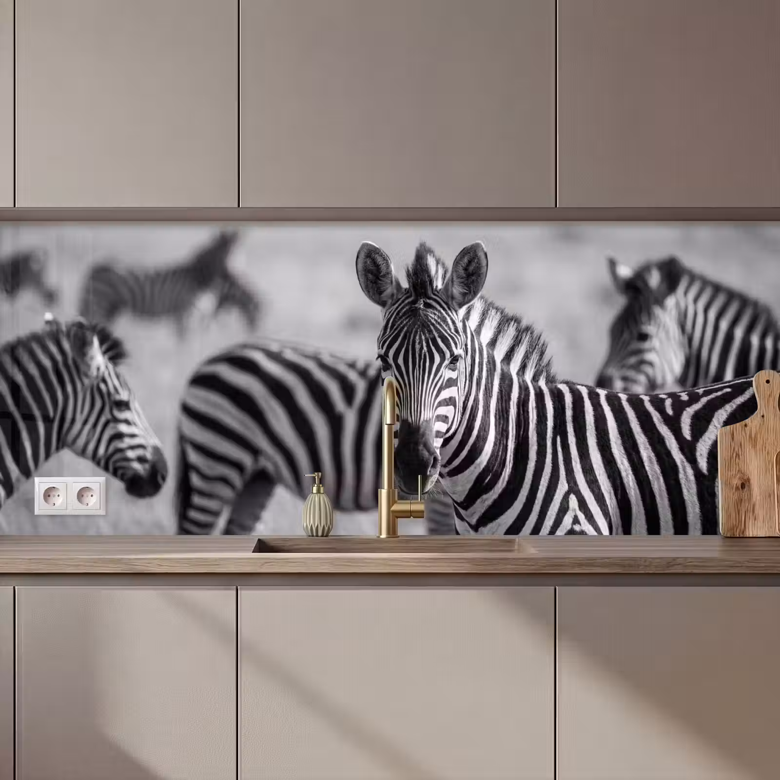 Kitchen splashback - Zebras - Black - White — 1
