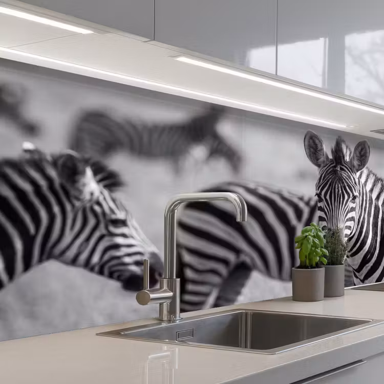 Kitchen splashback - Zebras - Black - White — 2