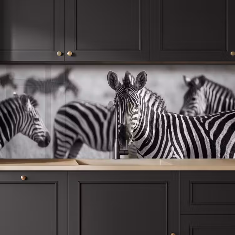 Kitchen splashback - Zebras - Black - White — 6