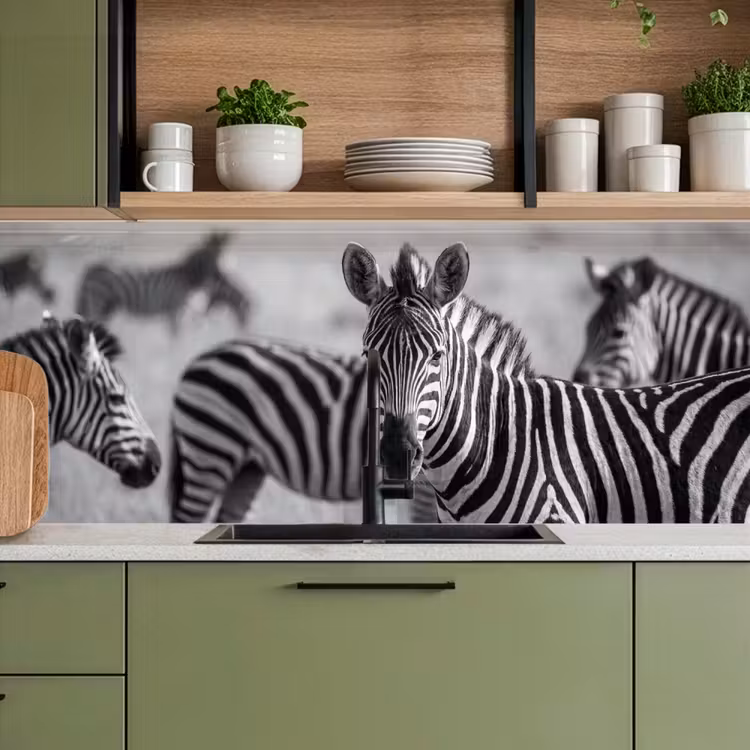 Kitchen splashback - Zebras - Black - White — 8