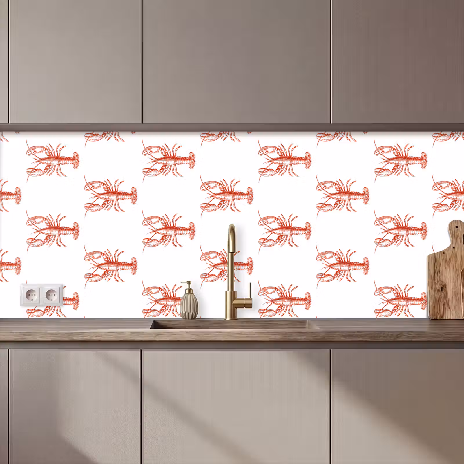Kitchen splashback - Lobster - Red - Pattern — 1
