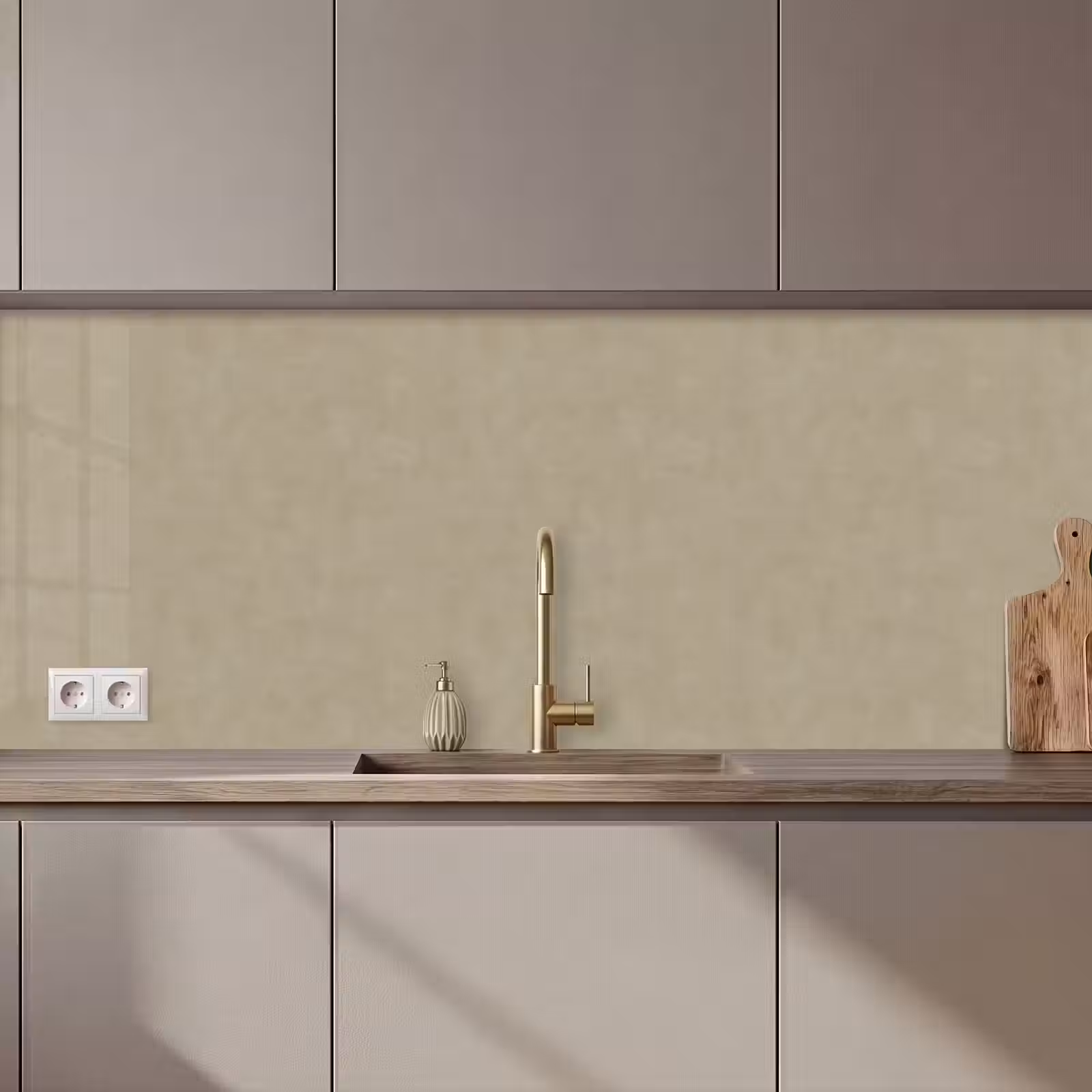 Kitchen splashback - Taupe color - Clouded texture - Natural — 1