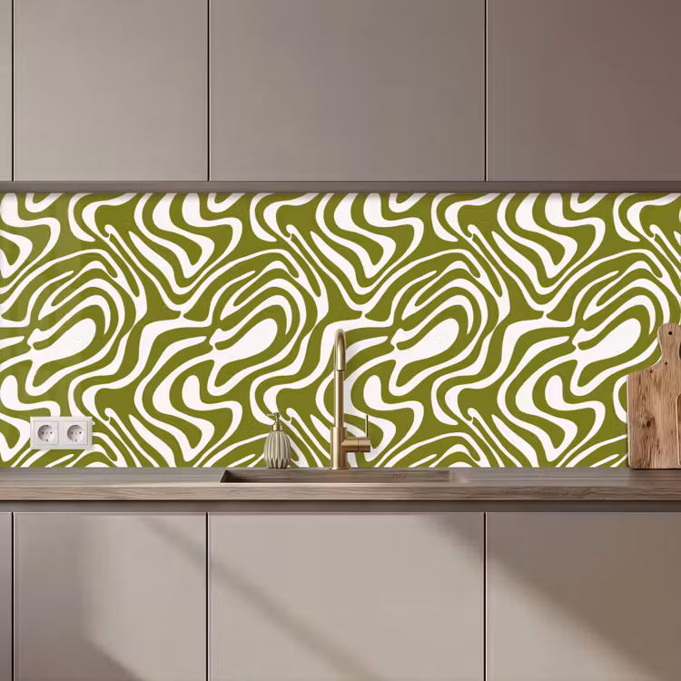 Kitchen splashback - Line pattern - Green - Organic — 1
