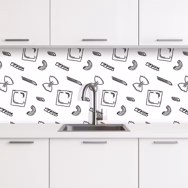 Kitchen splashback - Pasta - Pattern - Black and white — 4