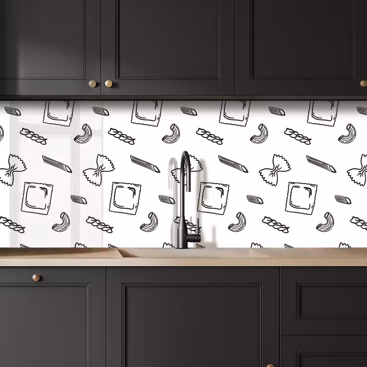Kitchen splashback - Pasta - Pattern - Black and white — 6