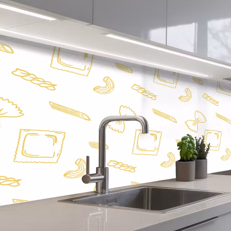 Kitchen splashback - Pasta - Yellow - White - Pattern — 2