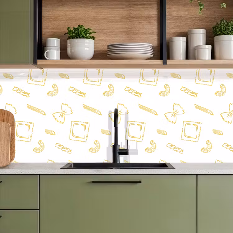 Kitchen splashback - Pasta - Yellow - White - Pattern — 8