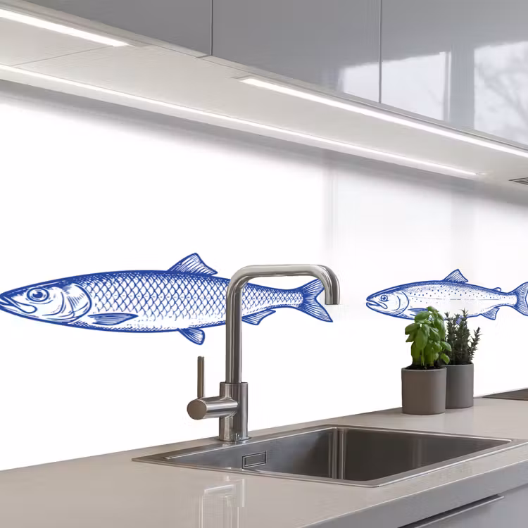 Kitchen splashback - Pisces - Blue - White — 2