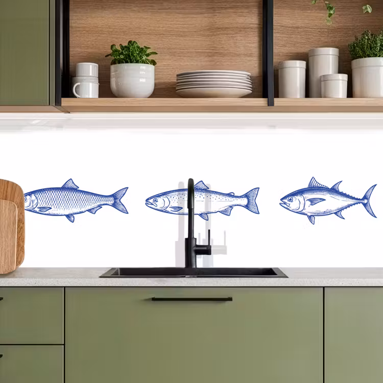 Kitchen splashback - Pisces - Blue - White — 8