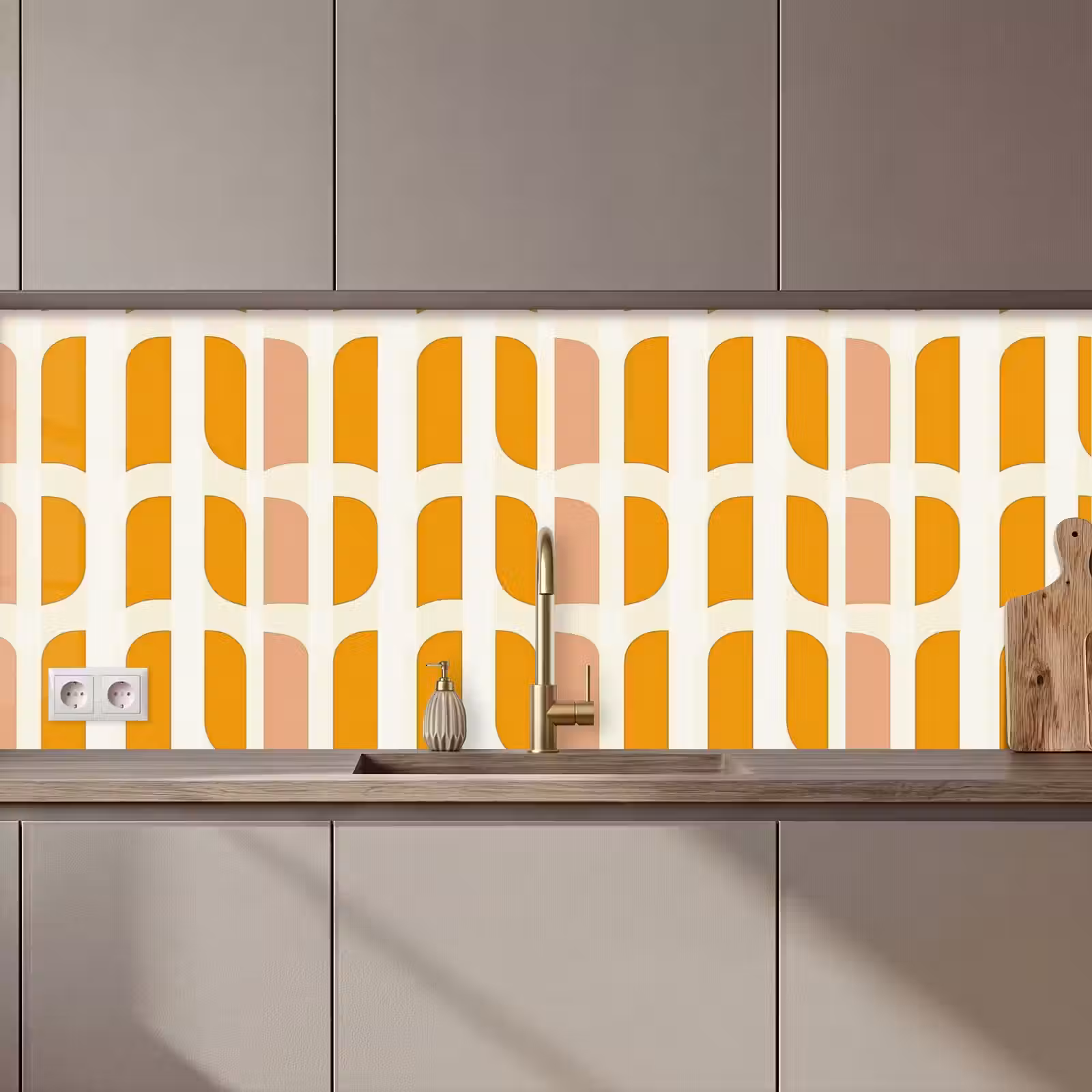 Kitchen splashback - Geometric - Pattern - Yellow - Pink — 1