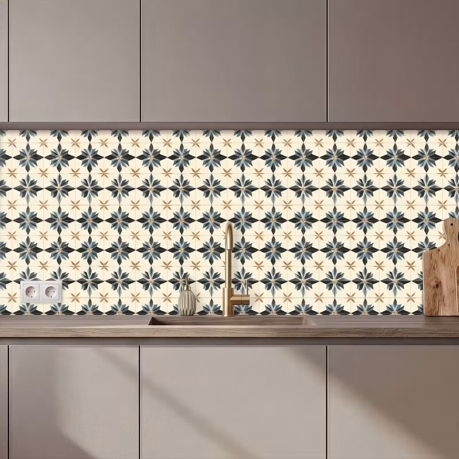 Kitchen splashback - Ornamental - Ornament - Blue — 1