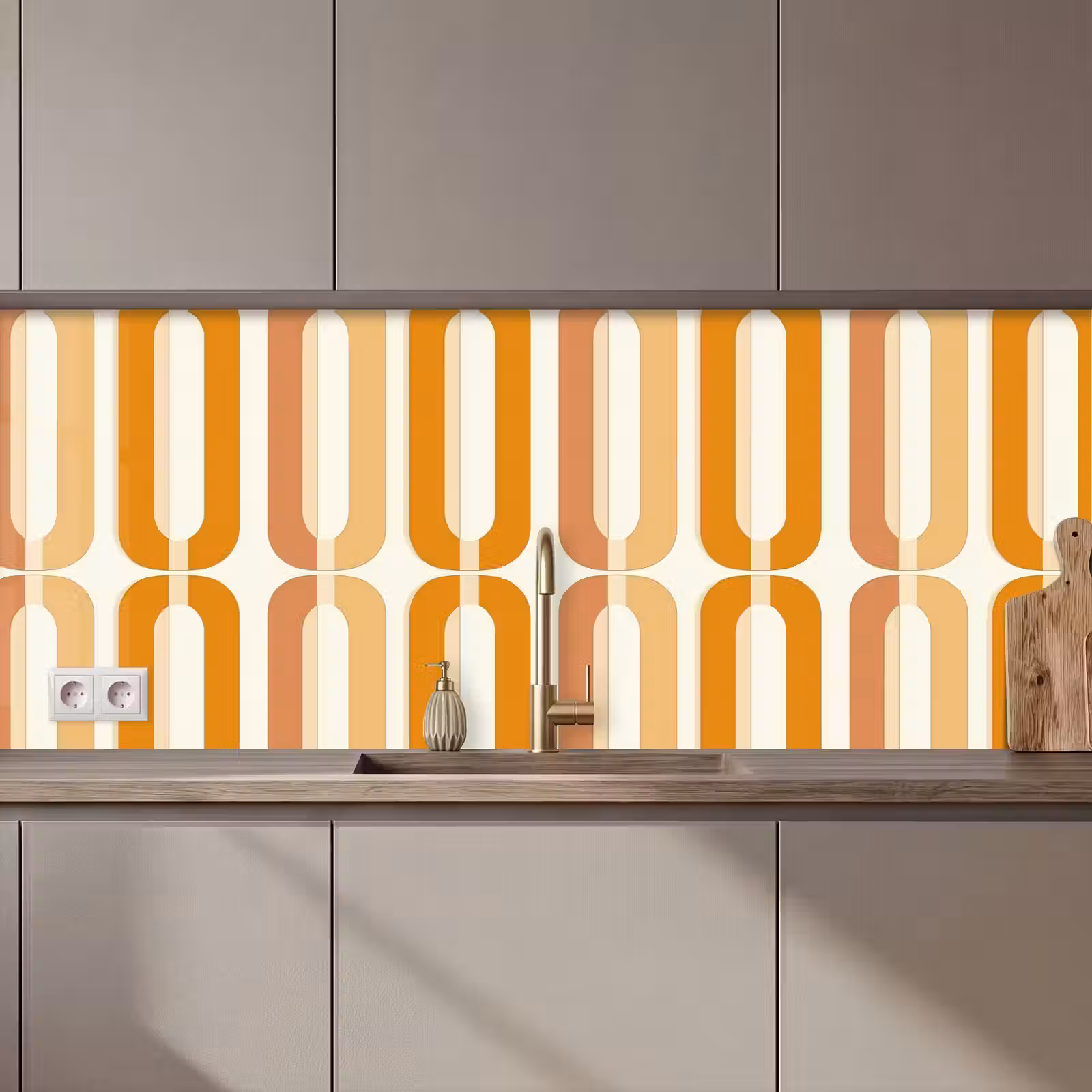 Kitchen splashback - U-shape - Retro - Orange — 1