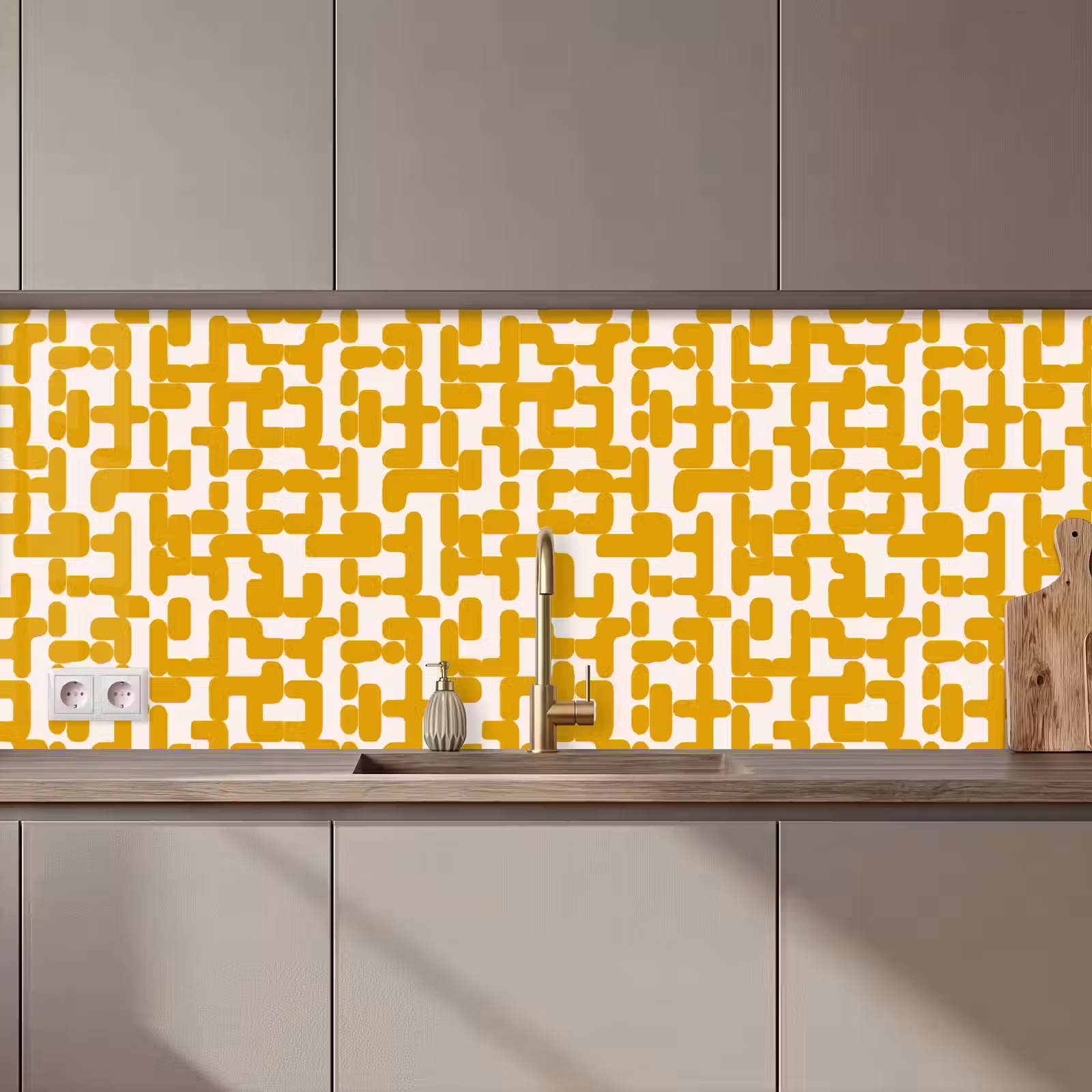 Kitchen splashback - Yellow - Beige - Pattern — 1