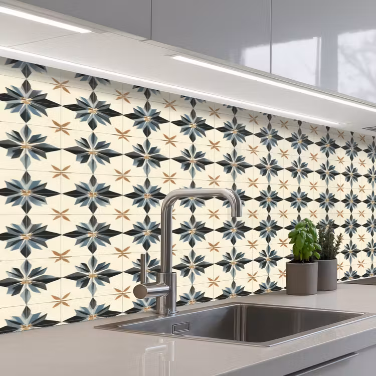 Kitchen splashback - Ornamental - Ornament - Blue — 2