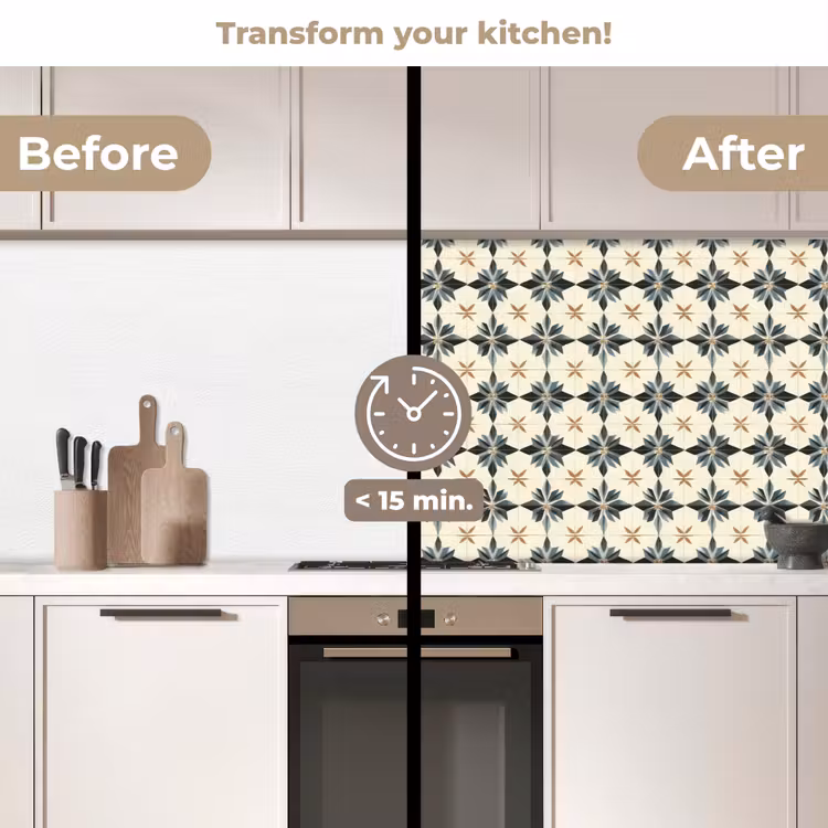 Kitchen splashback - Ornamental - Ornament - Blue — 3