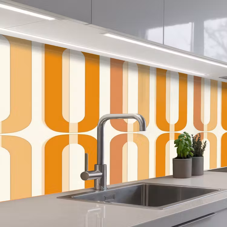 Kitchen splashback - U-shape - Retro - Orange — 2