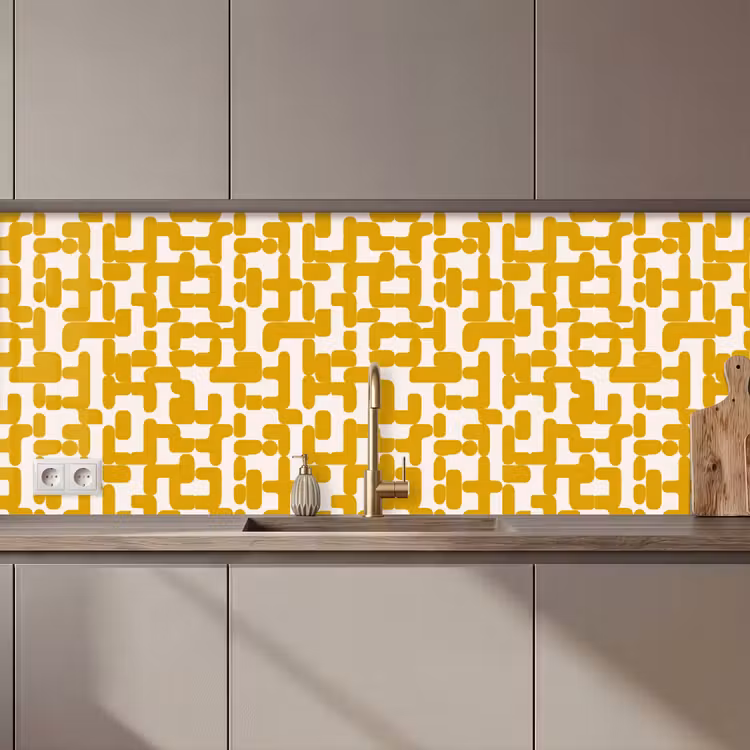 Kitchen splashback - Yellow - Beige - Pattern — 1