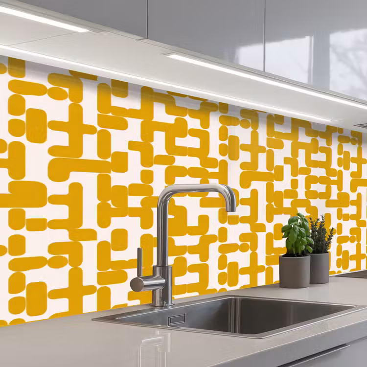 Kitchen splashback - Yellow - Beige - Pattern — 2