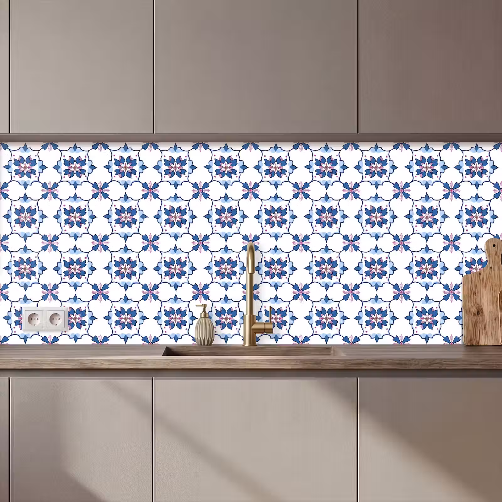 Kitchen splashback - Modern - Pattern - Blue - Pink — 1