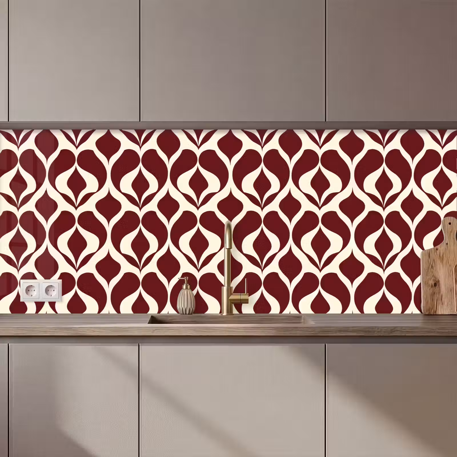 Kitchen splashback - Red - Drop pattern - Graphic — 1