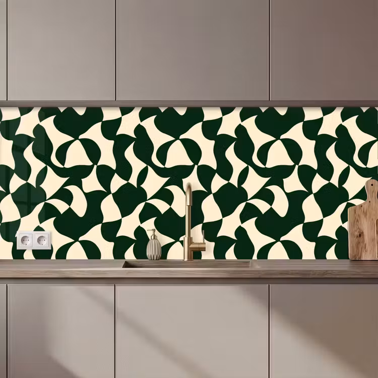 Kitchen splashback - Green - Organic planes - Cream — 1