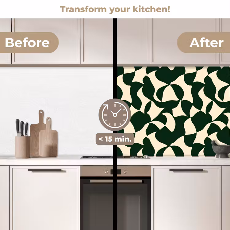Kitchen splashback - Green - Organic planes - Cream — 3