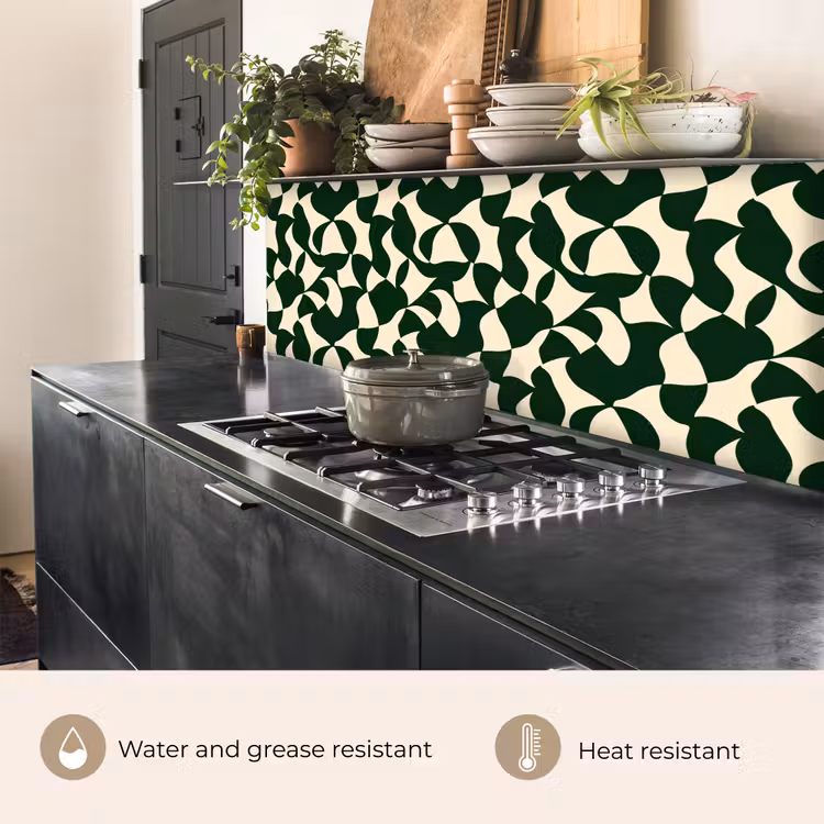 Kitchen splashback - Green - Organic planes - Cream — 5