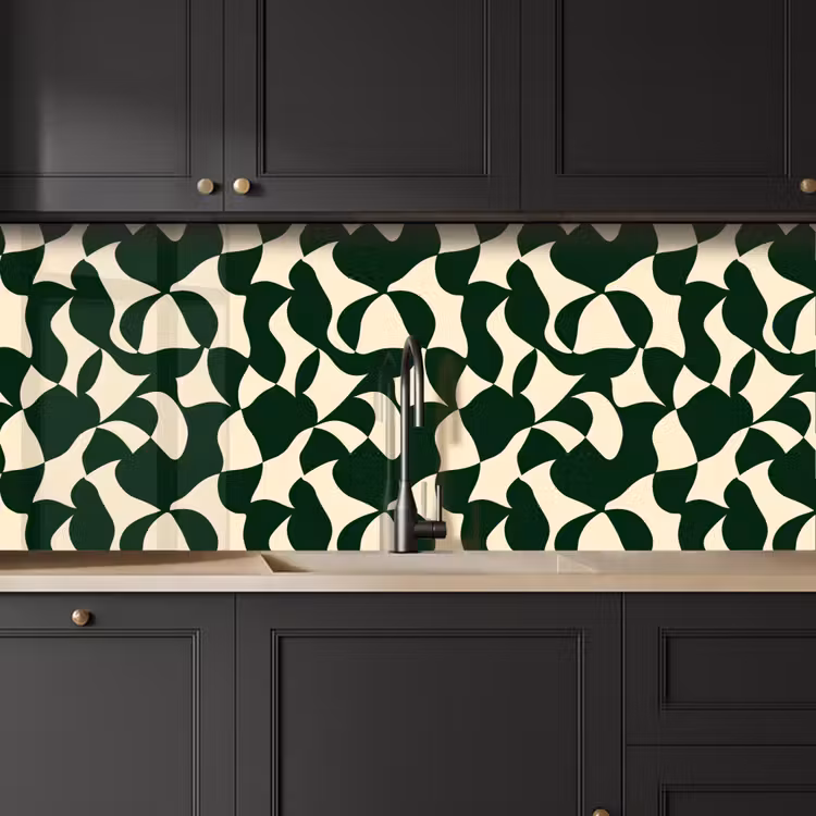 Kitchen splashback - Green - Organic planes - Cream — 6