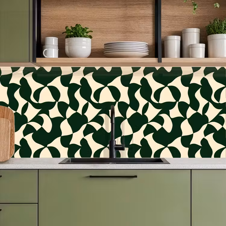Kitchen splashback - Green - Organic planes - Cream — 8