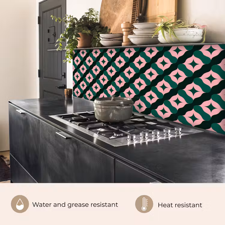 Kitchen splashback - Green - Pink - Retro - Stars — 5