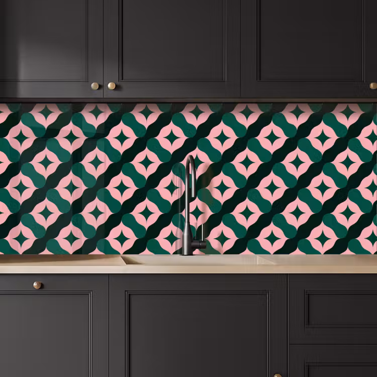 Kitchen splashback - Green - Pink - Retro - Stars — 6