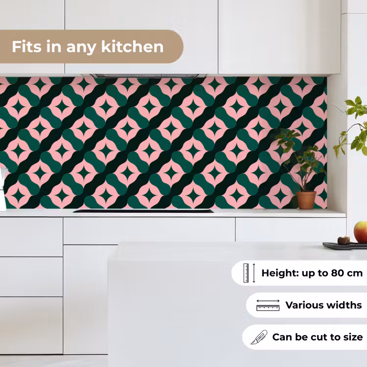 Kitchen splashback - Green - Pink - Retro - Stars — 7