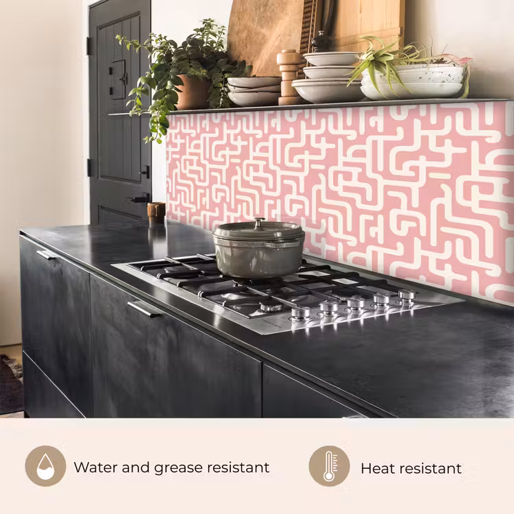 Kitchen splashback - Maze pattern - Pink - White - Abstract — 5